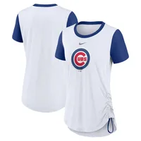 T-shirt Nike Chicago Cubs Hipster Swoosh Cinched Tri-Blend Performance pour femme - Blanc