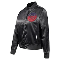 Women's Pro Standard Black Chicago Cubs Rhinestone Satin Full-Snap Jacket