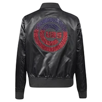 Women's Pro Standard Black Chicago Cubs Rhinestone Satin Full-Snap Jacket