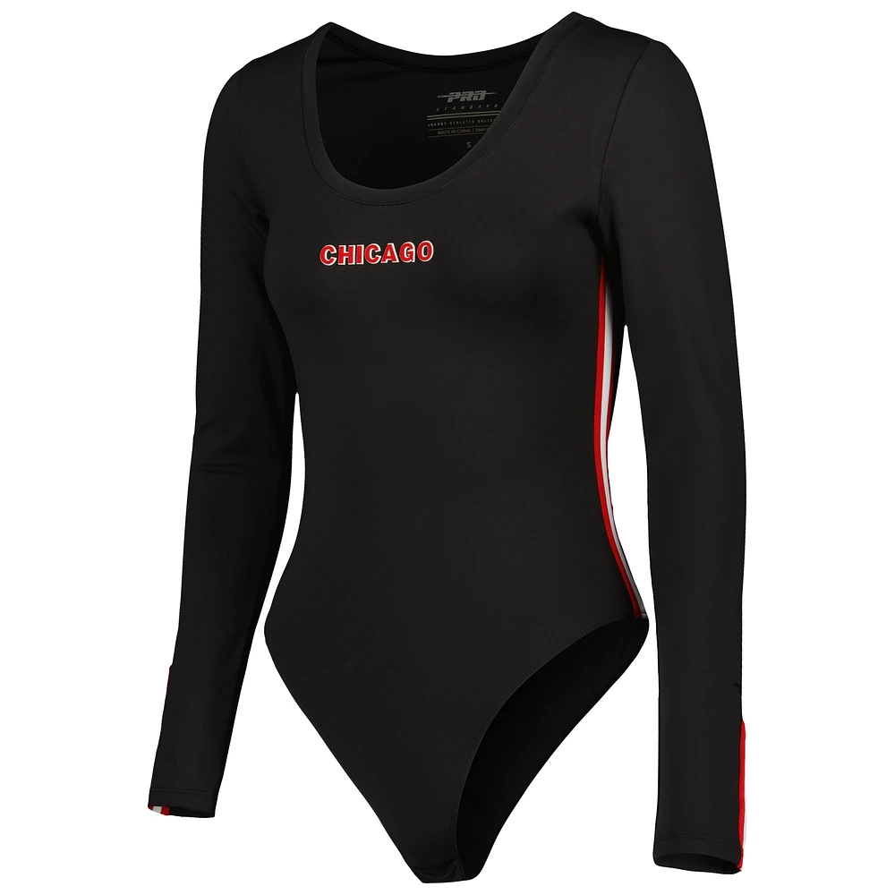 Women's Pro Standard Black Chicago Cubs Classic Lux Long Sleeve Bodysuit