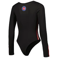 Women's Pro Standard Black Chicago Cubs Classic Lux Long Sleeve Bodysuit