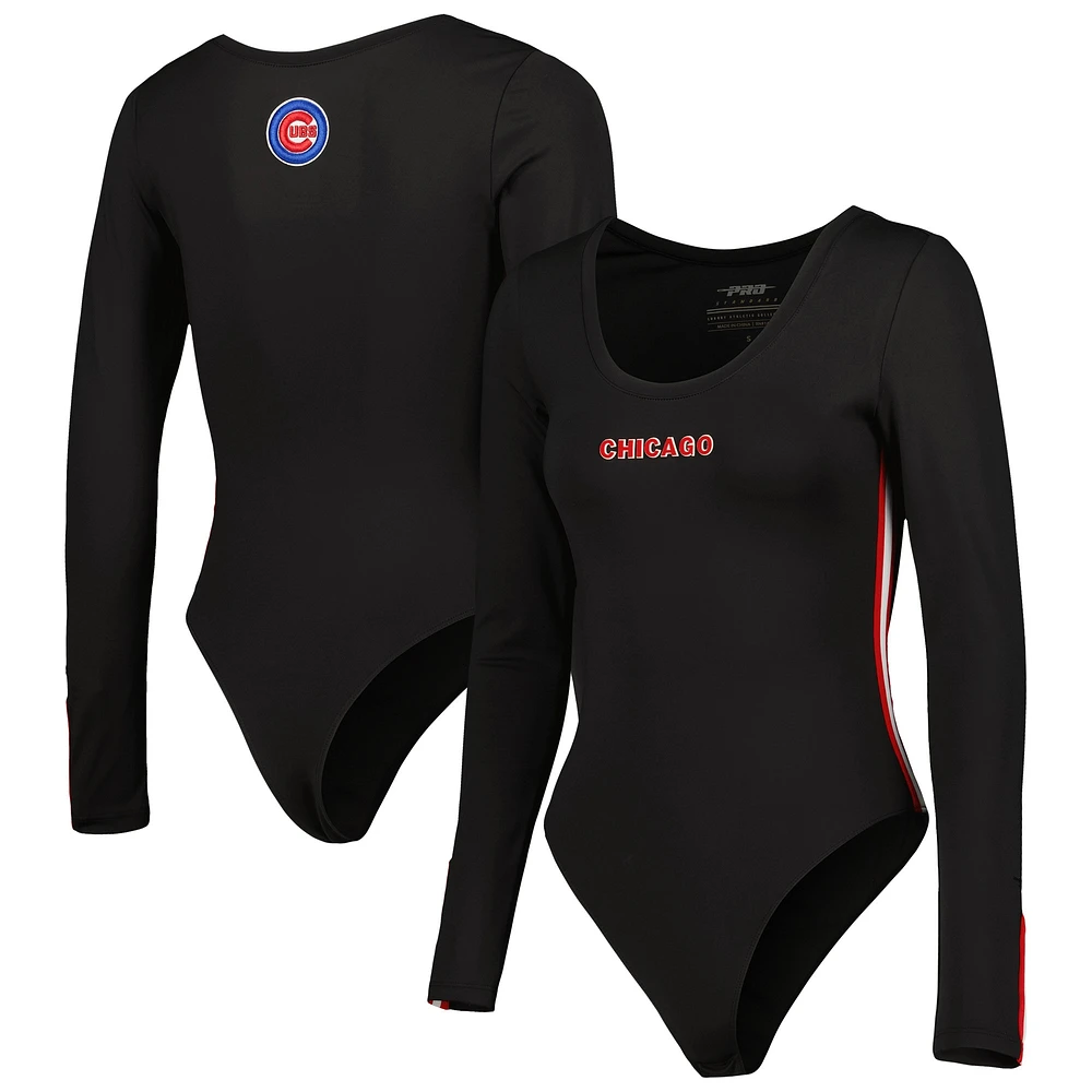 Women's Pro Standard Black Chicago Cubs Classic Lux Long Sleeve Bodysuit