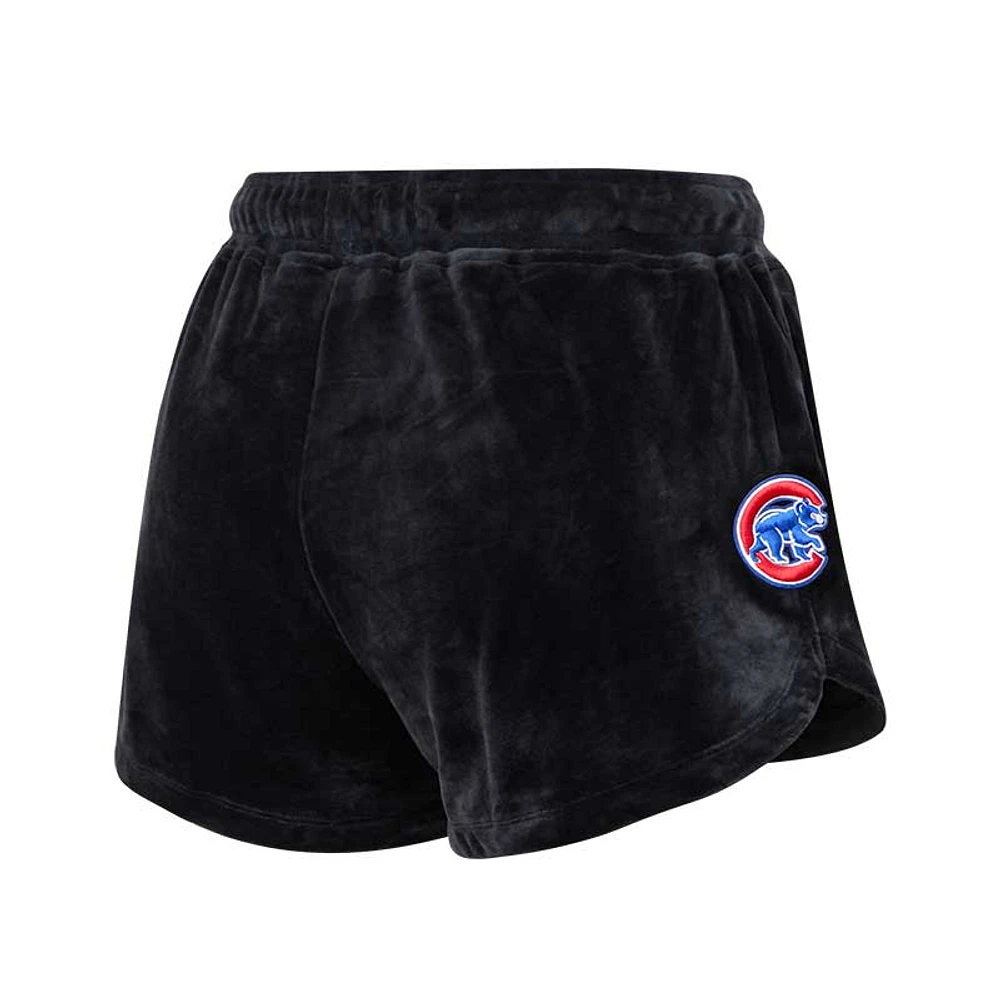 Women's Pro Standard Black Chicago Cubs Classic Velour Lounge Shorts