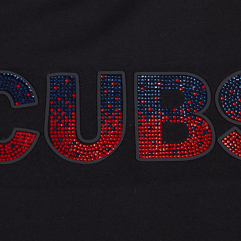 Women's Pro Standard  Black Chicago Cubs Rhinestone Slim Fit T-Shirt