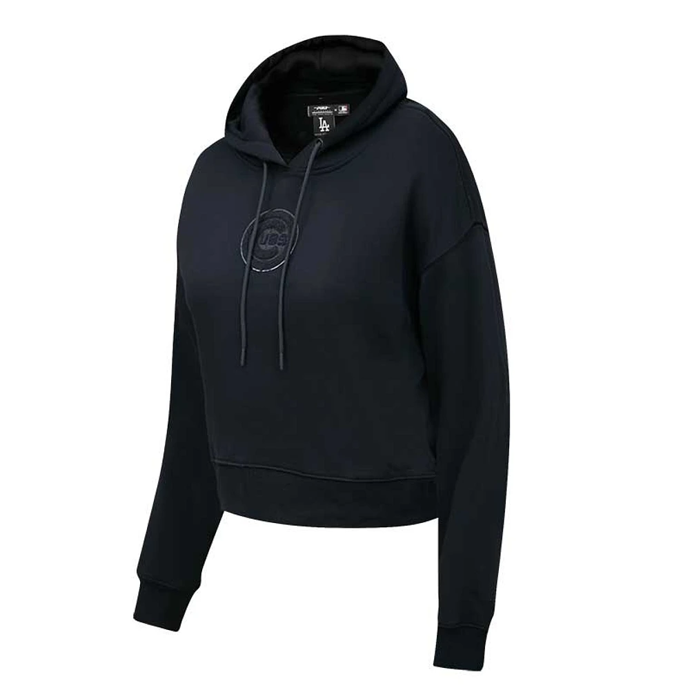 Women's Pro Standard Chicago Cubs Triple Black Cropped Pullover Hoodie