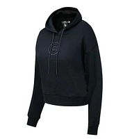 Women's Pro Standard Chicago Cubs Triple Black Cropped Pullover Hoodie