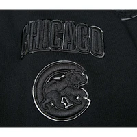 Women's Pro Standard Chicago Cubs Triple Black Cropped Pullover Hoodie