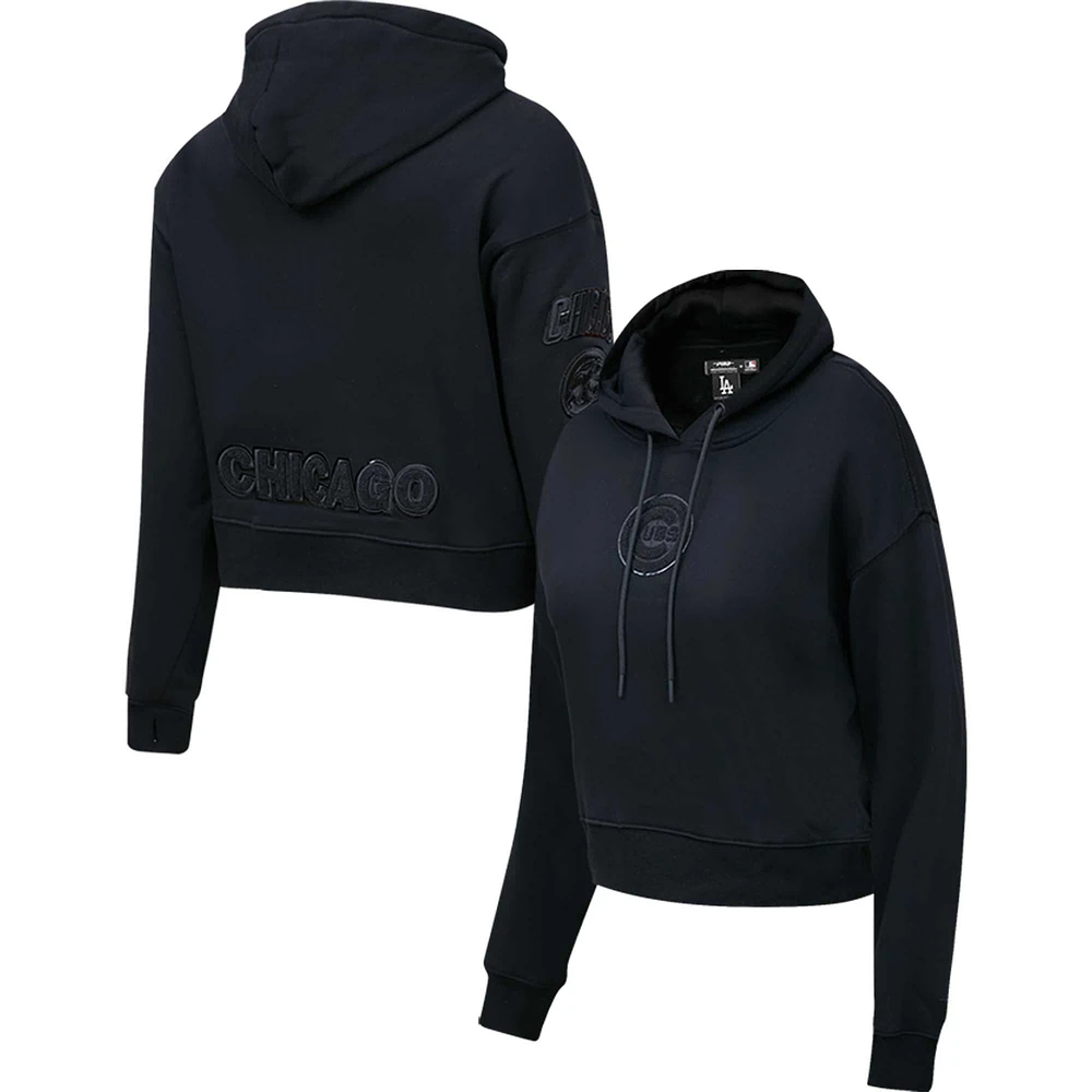 Sweat à capuche court Pro Standard Chicago Cubs Triple Black pour femme