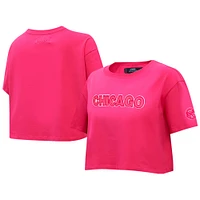 T-shirt court Pro Standard rose des Chicago Cubs triple Boxy pour femmes