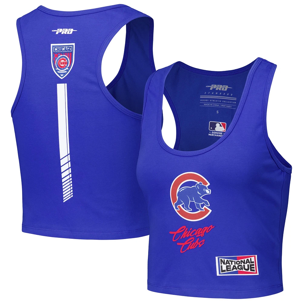 Women's Pro Standard Royal Chicago Cubs Fast Lane Fitted Tri-Blend Cropped Tank Top