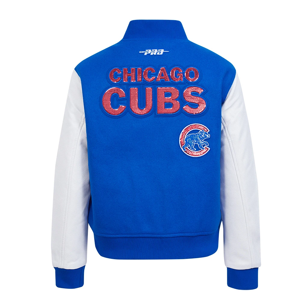 Women's Pro Standard  Royal Chicago Cubs Game Day Classics Wool Full-Zip Varsity Jacket