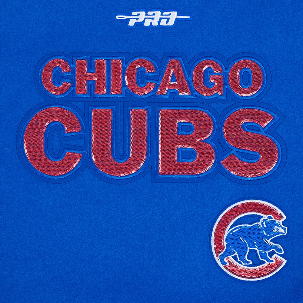 Women's Pro Standard  Royal Chicago Cubs Game Day Classics Wool Full-Zip Varsity Jacket
