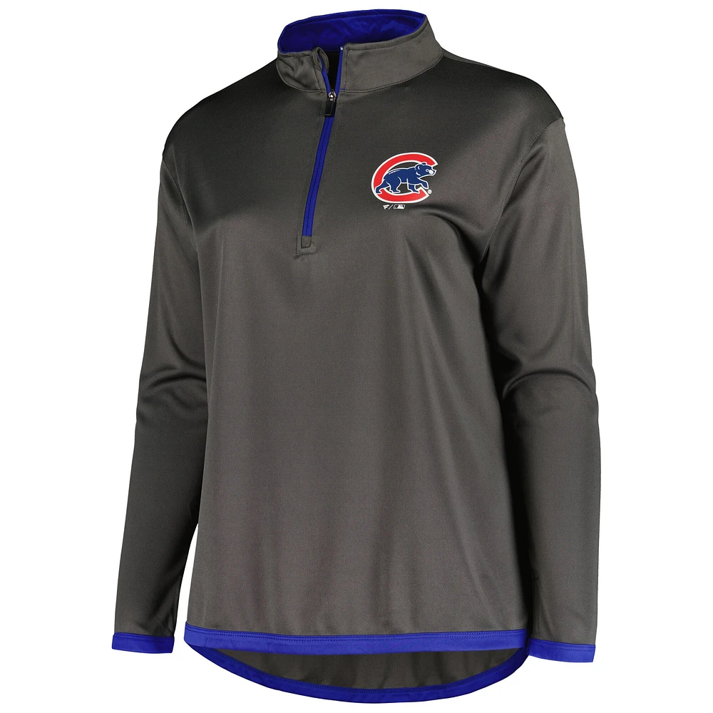 Women's Profile Charcoal Chicago Cubs Plus Quarter-Zip Jacket