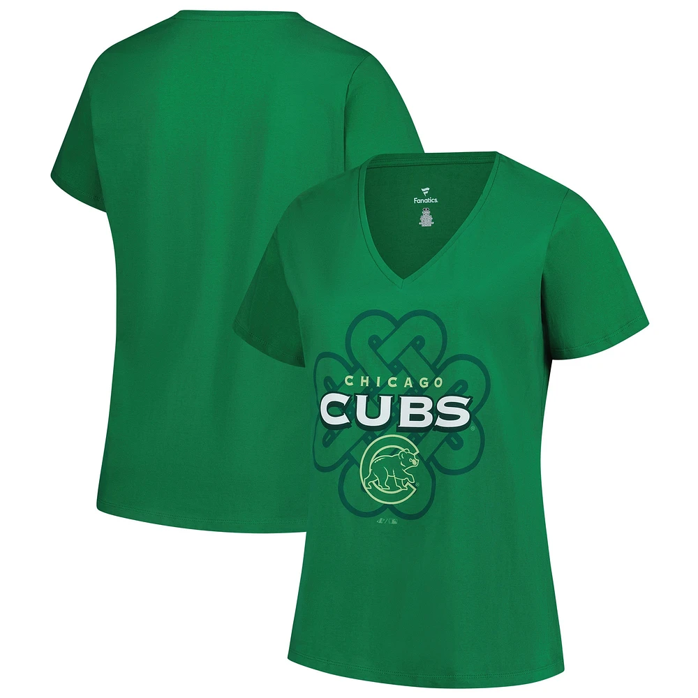 Women's Profile  Kelly Green Chicago Cubs Plus Celtic V-Neck T-Shirt