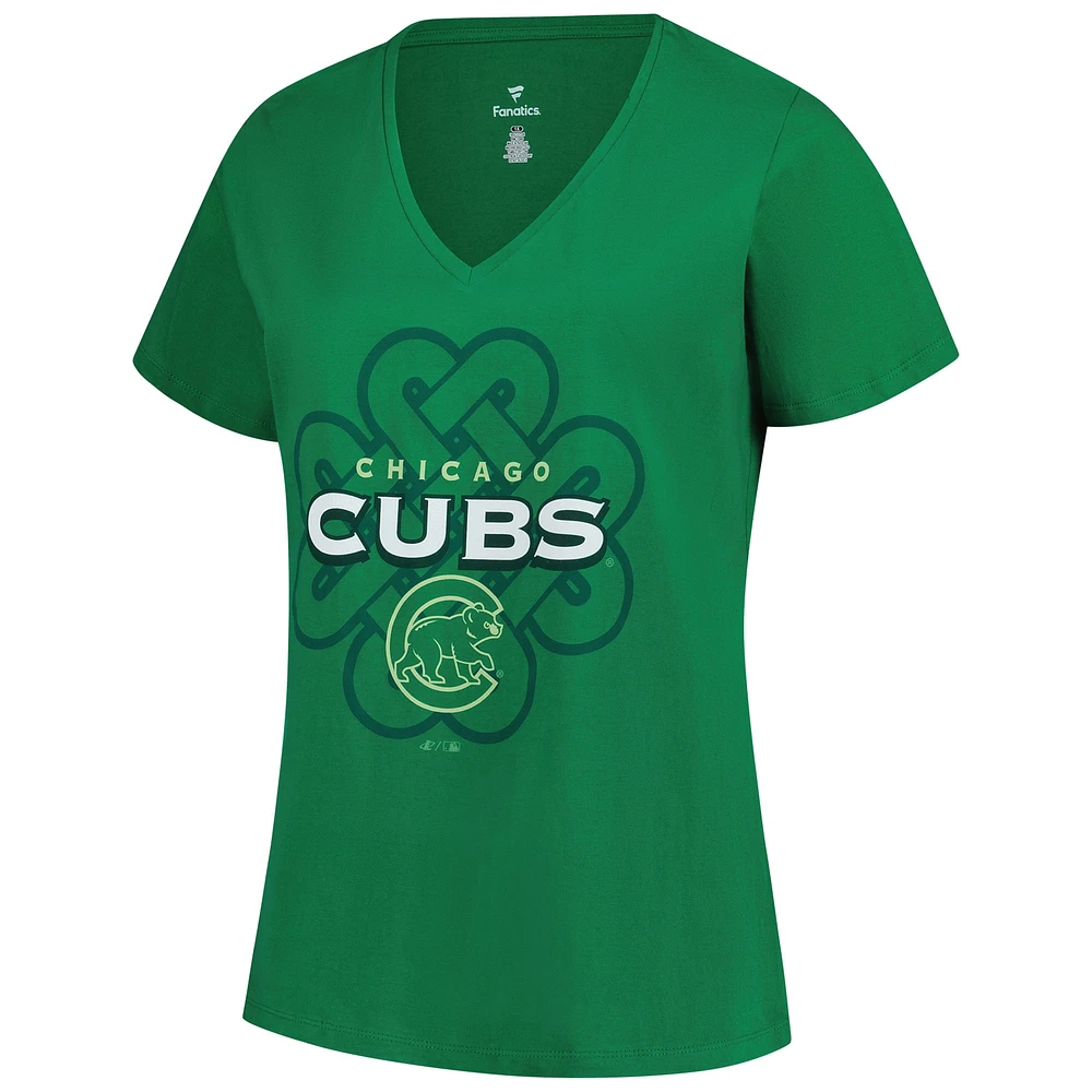 Women's Profile  Kelly Green Chicago Cubs Plus Celtic V-Neck T-Shirt