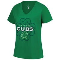 Women's Profile  Kelly Green Chicago Cubs Plus Celtic V-Neck T-Shirt