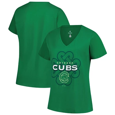 Women's Profile  Kelly Green Chicago Cubs Plus Celtic V-Neck T-Shirt