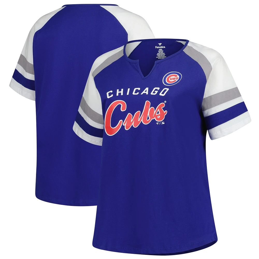 Women's Profile  Royal Chicago Cubs Plus Sized Arched Notch Neck T-Shirt