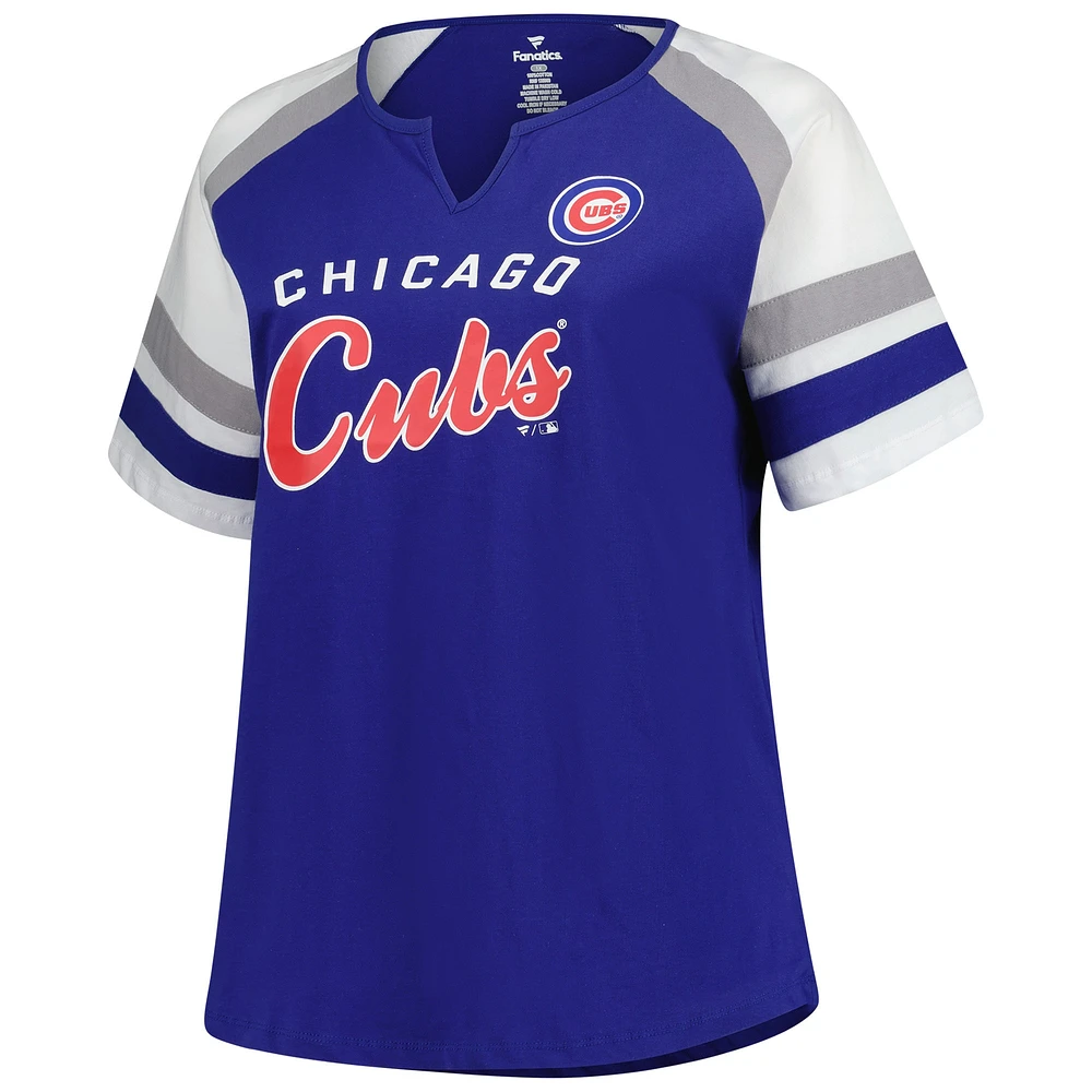 T-shirt à encolure en V pour femme, profil Royal Chicago Cubs, grande taille