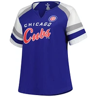 T-shirt à encolure en V pour femme, profil Royal Chicago Cubs, grande taille