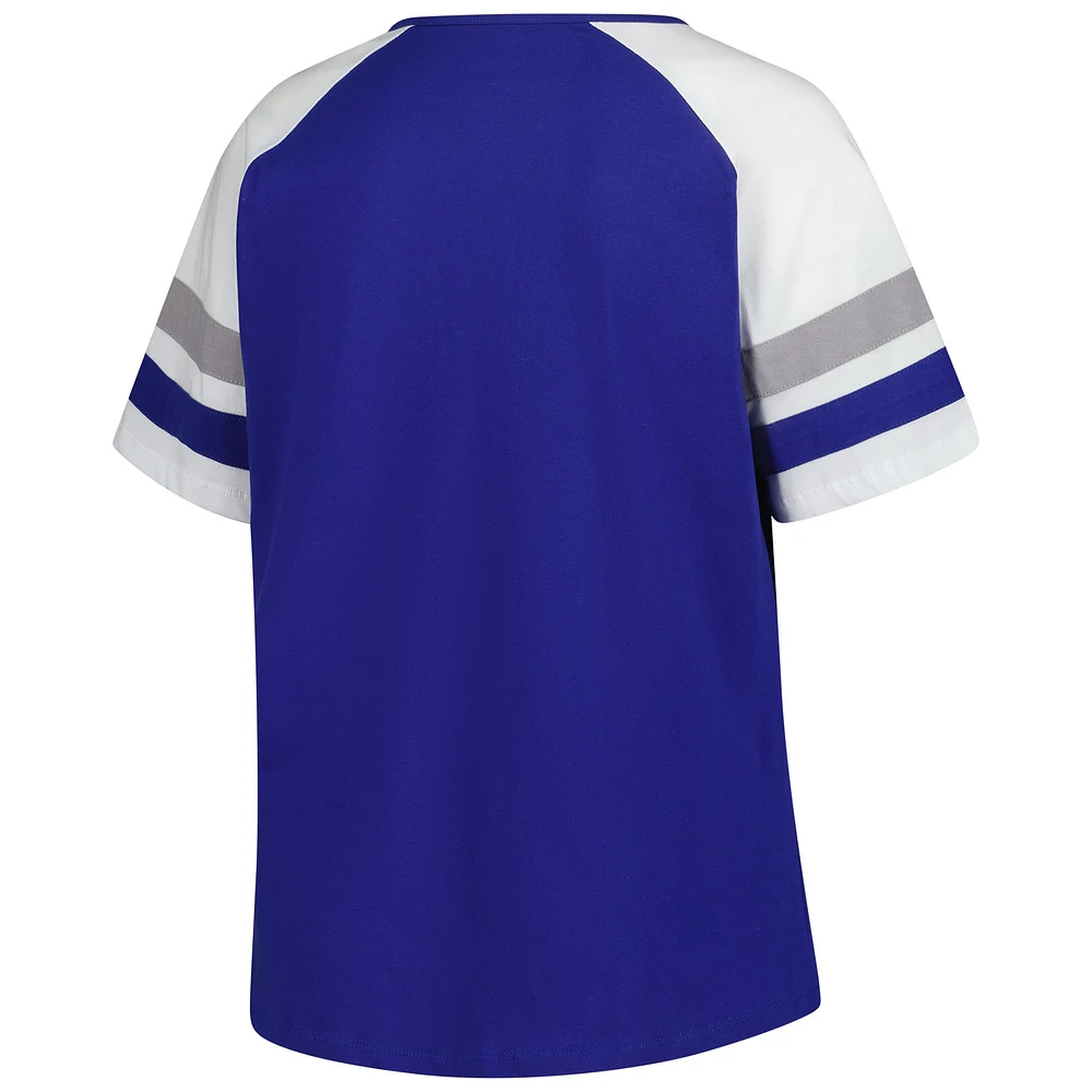 Women's Profile  Royal Chicago Cubs Plus Sized Arched Notch Neck T-Shirt