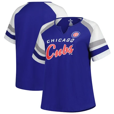 Women's Profile  Royal Chicago Cubs Plus Sized Arched Notch Neck T-Shirt