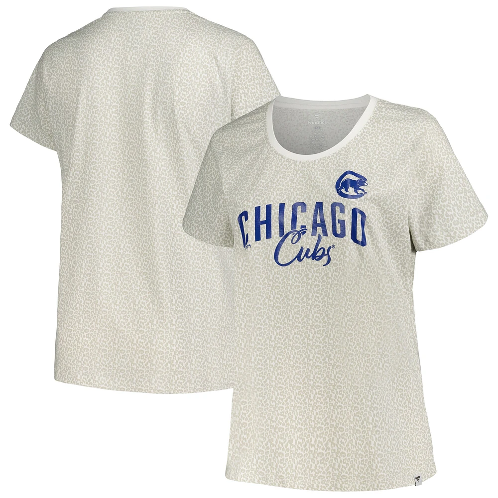 T-shirt léopard blanc taille plus Profile Chicago Cubs pour femme