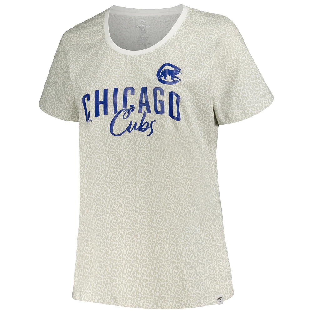 T-shirt léopard blanc taille plus Profile Chicago Cubs pour femme