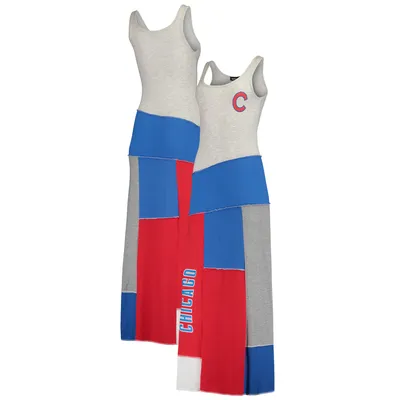 Chicago Cubs Refried Apparel Women's Sustainable Scoop Neck Maxi Dress - Heather Gray/Royal