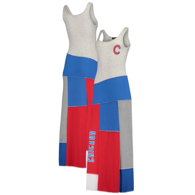 Robe longue durable à encolure dégagée pour femme Refried Apparel Heather Grey/Royal Chicago Cubs