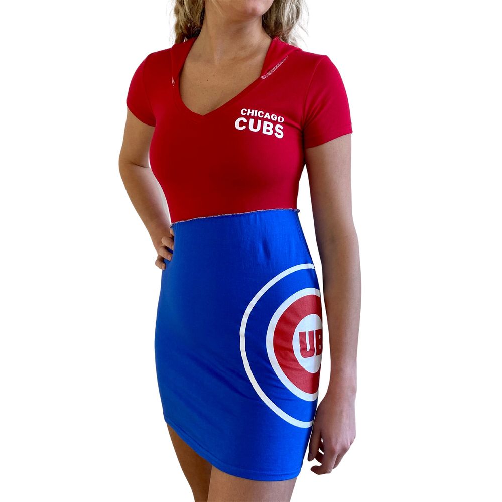 Women's Refried Apparel Red/Royal Chicago Cubs Hoodie Dress