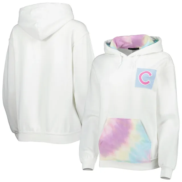 Fanatics White And Royal Chicago Cubs Tie-dye V-neck Pullover