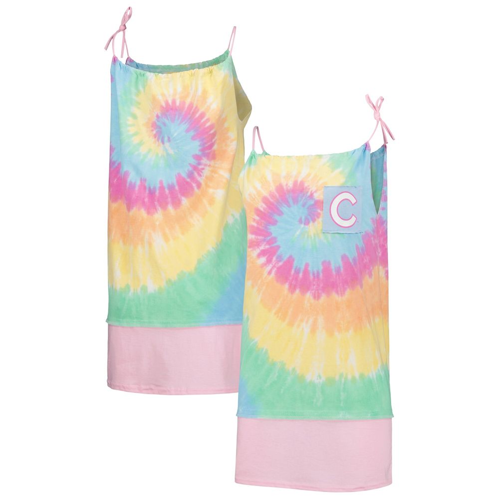 Women's Refried Apparel White Chicago Cubs Tie-Dye Tank Dress