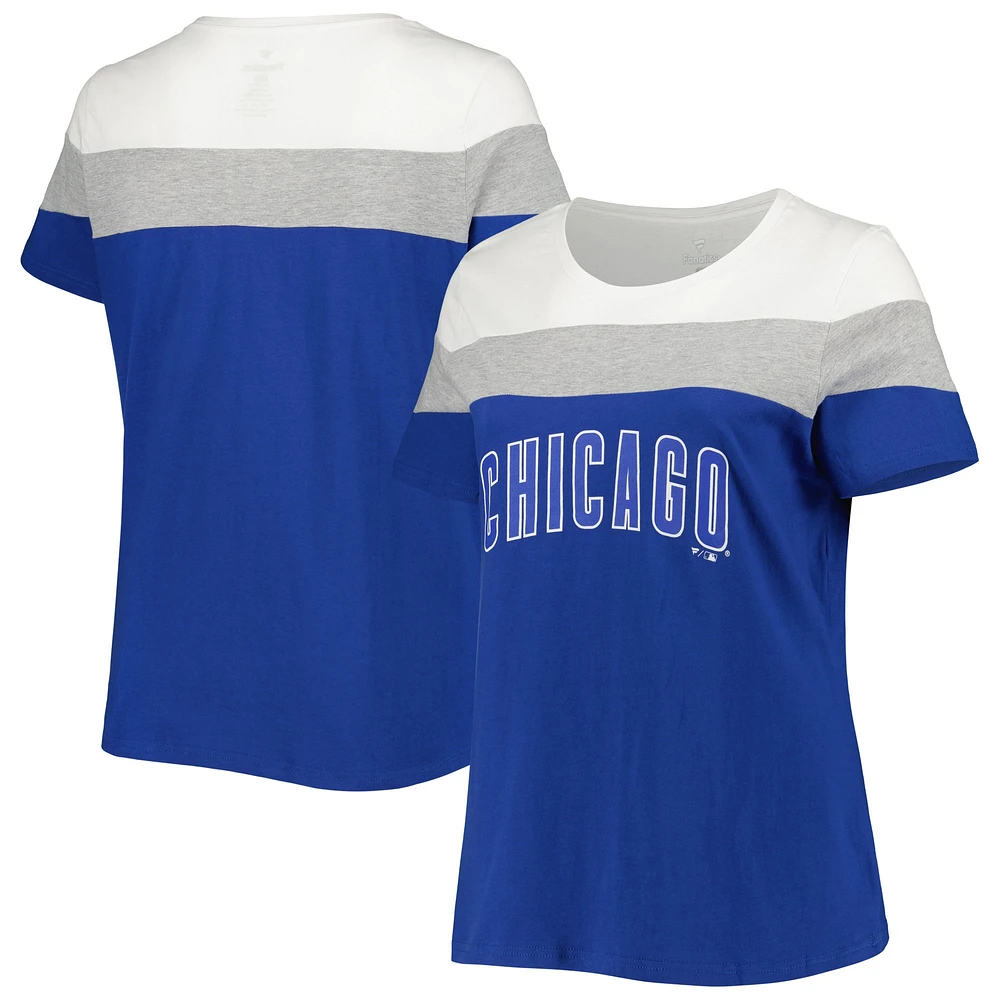 Women's Royal/Heather Gray Chicago Cubs Plus Colorblock T-Shirt