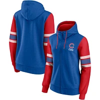 Women's Royal/Red Chicago Cubs Primary Script Full-Zip Hoodie