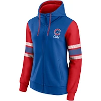 Women's Royal/Red Chicago Cubs Primary Script Full-Zip Hoodie