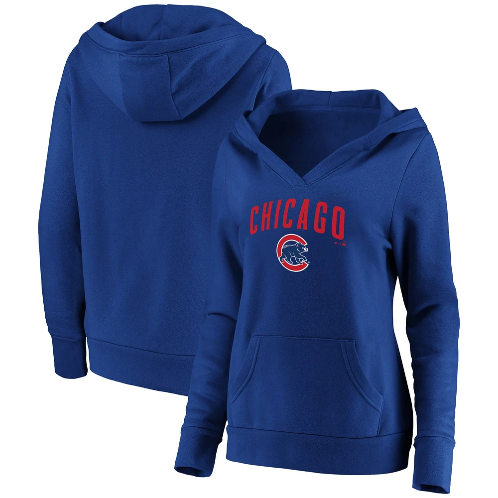 Sweat à capuche col en V Core Team Lockup pour femme des Royal Chicago Cubs