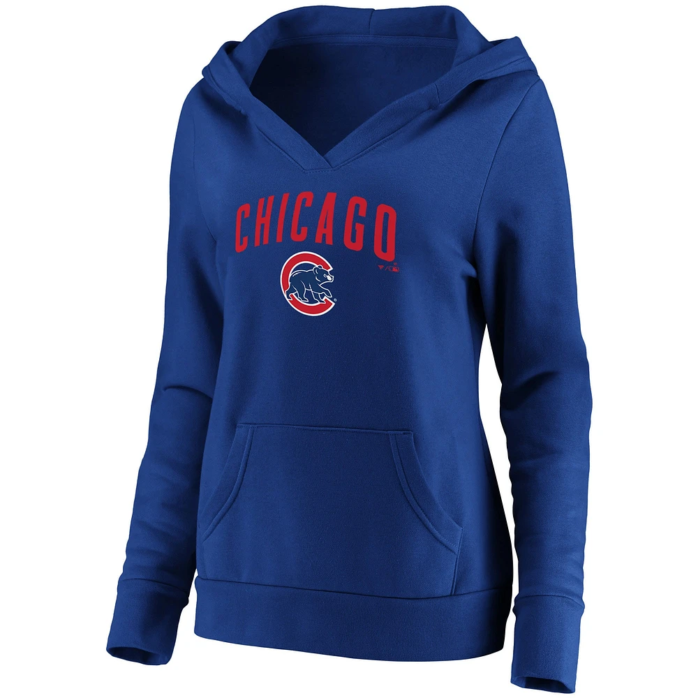 Sweat à capuche col en V Core Team Lockup pour femme des Royal Chicago Cubs