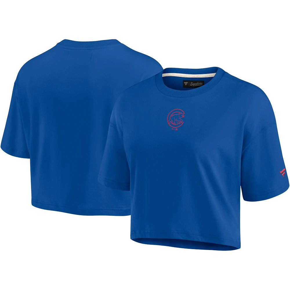 Women's Royal Chicago Cubs Elements Super Soft Boxy Cropped T-Shirt