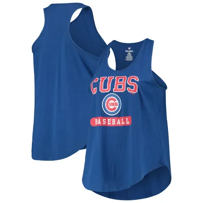 Women's Chicago Cubs New Era White/Royal Pinstripe Scoop Neck Tank Top