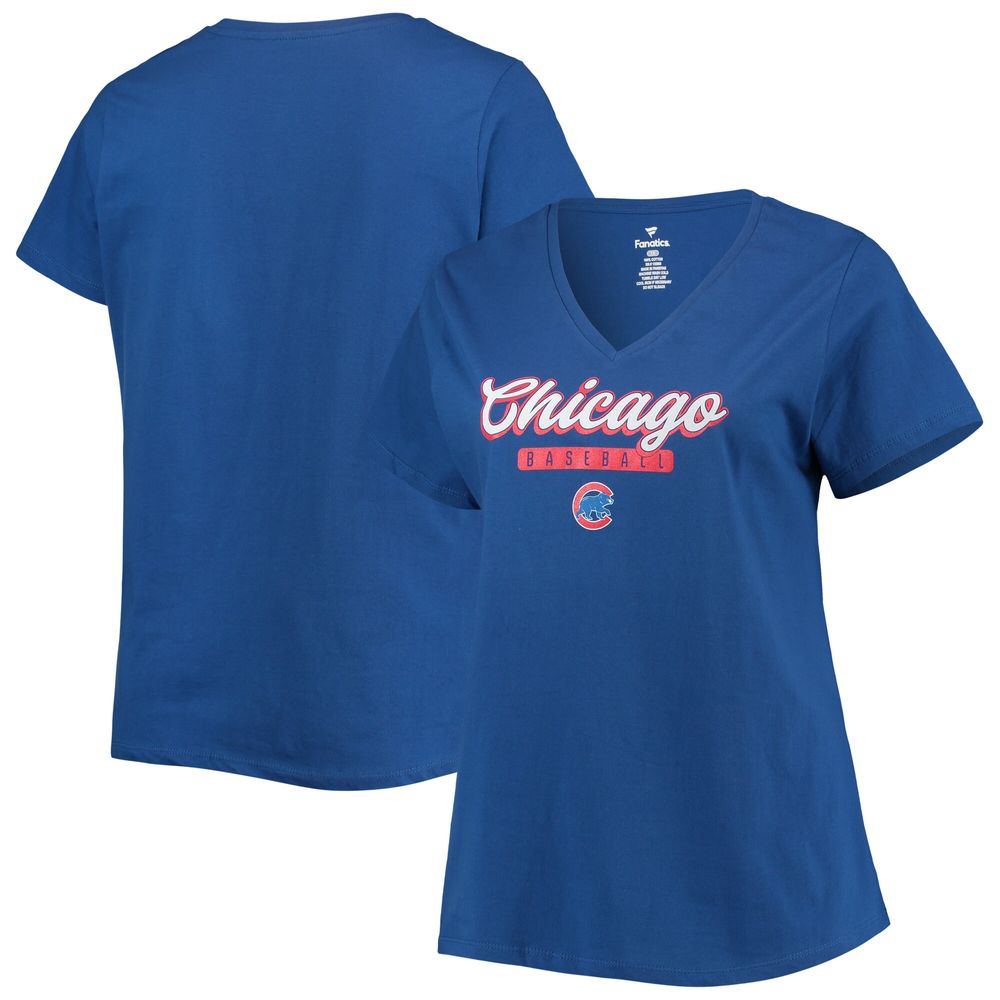 Profile Women's Royal Chicago Cubs Plus V-Neck T-Shirt