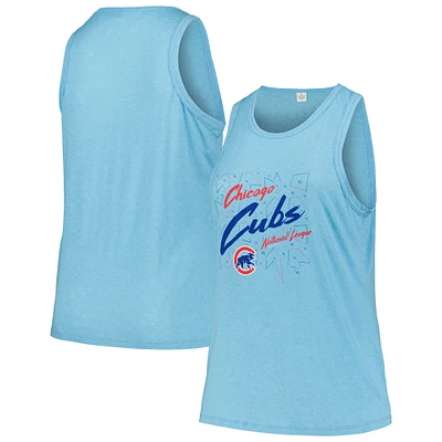 Women's Soft as a Grape Light Blue Chicago Cubs Plus Curvy High Neck Tri-Blend Tank Top