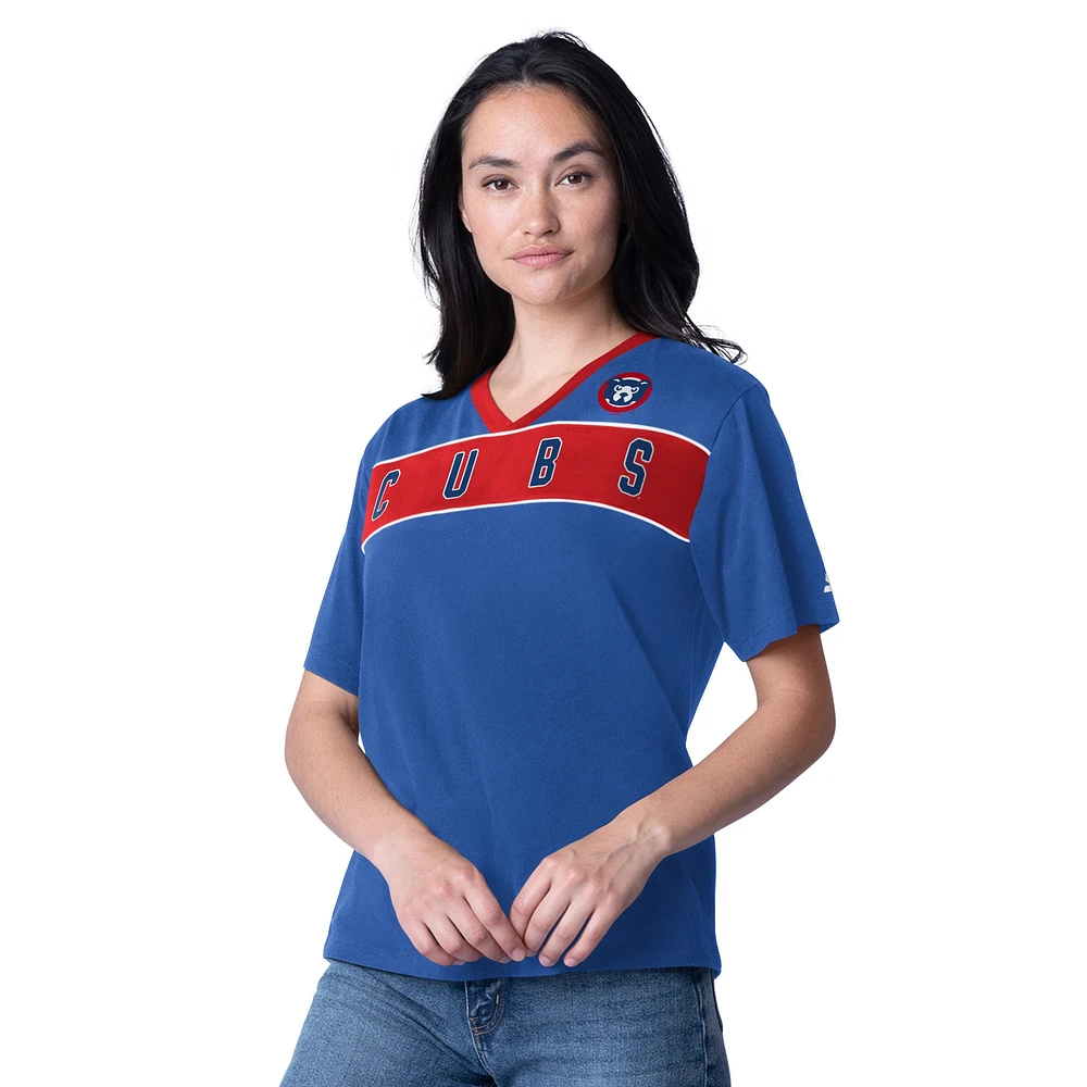 T-shirt à col en V pour femme, motif Game Day, des Chicago Cubs