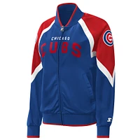 Women's Starter Royal Chicago Cubs Touchdown Raglan Full-Zip Track Jacket