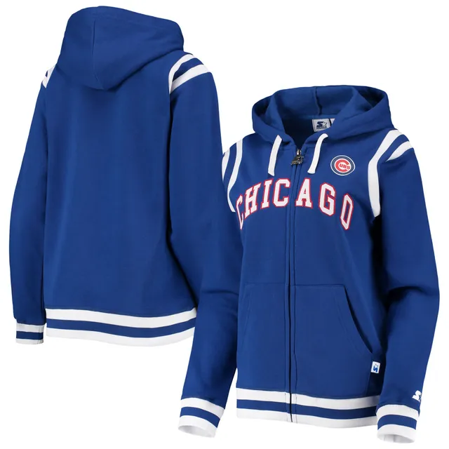 Women's Touch Royal Chicago Cubs Training Camp Tri-Blend Lightweight Full-Zip Hoodie Size: Small