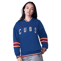 Women's Starter Royal Chicago Cubs Wild Card Oversized Pullover Sweatshirt