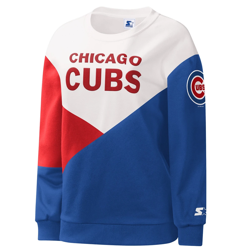 Sweat à capuche Starter blanc/royal Chicago Cubs Shutout pour femme