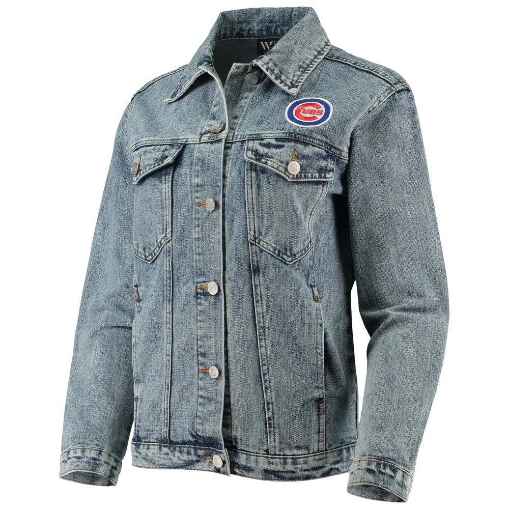 Veste boutonnée en denim The Wild Collective Chicago Cubs Team Patch pour femme