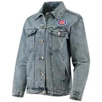 Veste boutonnée en denim The Wild Collective Chicago Cubs Team Patch pour femme