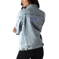 Veste boutonnée en denim The Wild Collective Chicago Cubs Team Patch pour femme